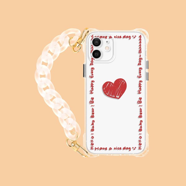 

Heart Pattern Hand Strap Phone Case, Clear