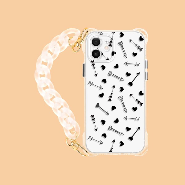 

Heart Pattern Hand Strap Phone Case, Clear