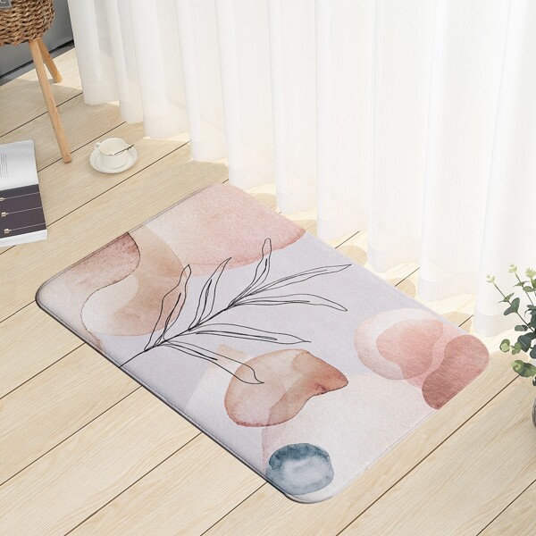 

Leaf Print Floor Mat, Multicolor