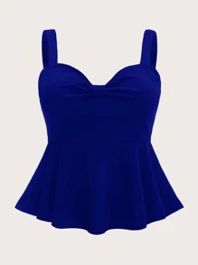 Ellevyn Top unicolor con diseño fruncido - azul real - Ver 1