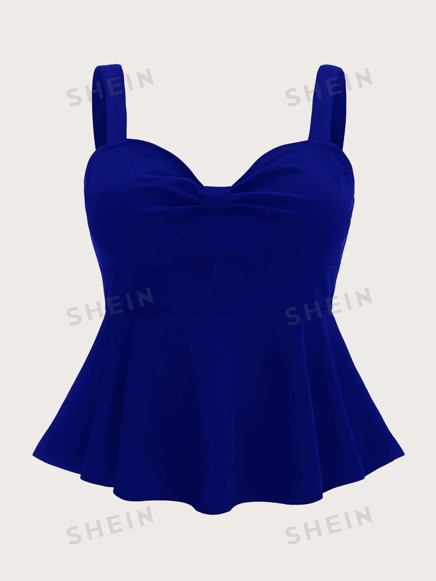 Ellevyn Top unicolor con diseño fruncido - azul real - Ver 1