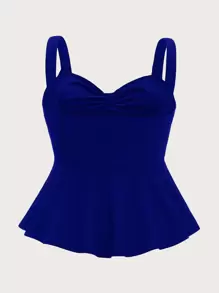 Ellevyn Top unicolor con diseño fruncido - azul real - Ver 2