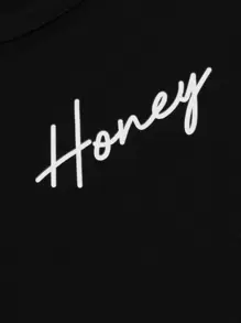 Miss Vinta Letter Graphic Tee And Plaid Shorts PJ Set / Pajama Set - Multicolor - View 4