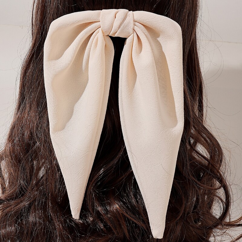 

Solid Bow Hair Clip, Beige