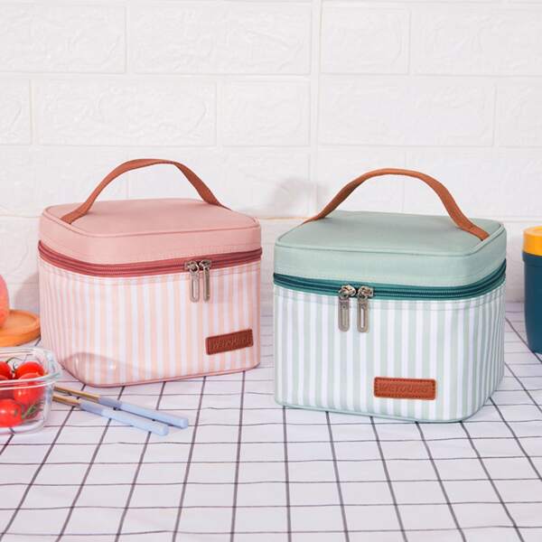 

1pc Striped Pattern Random Lunch Bag, Multicolor