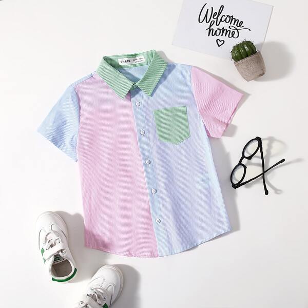 

Toddler Boys Colorblock Striped Shirt, Multicolor