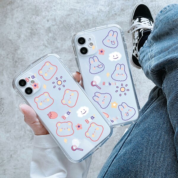 

2pcs Cartoon Rabbit Clear Phone Case