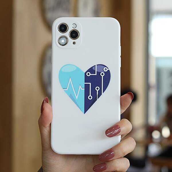 

Heart Pattern Phone Case, Blue and white