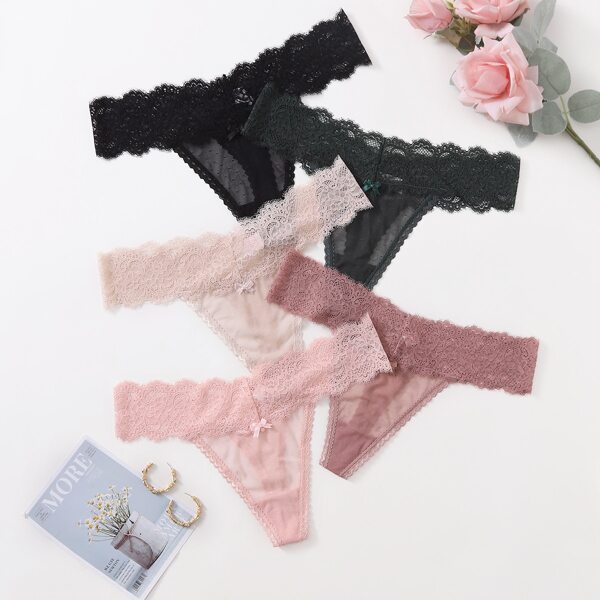 

5pack Plus Floral Lace Thong Set, Multicolor
