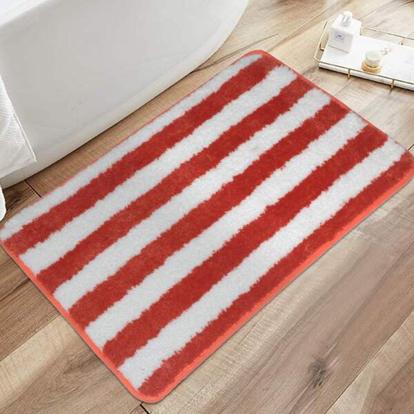 

Striped Pattern Floor Mat, Red and white