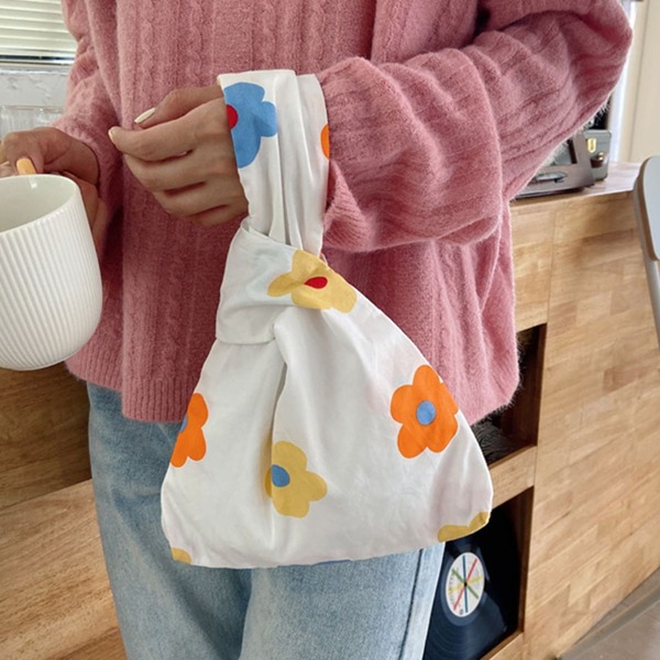 

Flower Print Satchel Bag, White