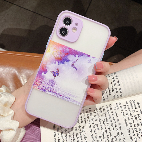 

Butterfly Pattern Contrast Frame Phone Case, Purple