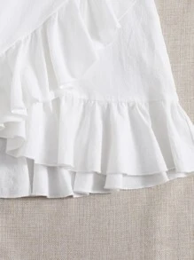 Soleia Vestido bajo cruzado con cordón delantero de hombros descubiertos - Blanco - Ver 5