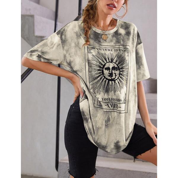

Tie Dye Drop Shoulder Oversized Tee, Multicolor