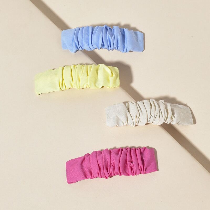 

4pcs Ruched Hair Clip, Multicolor