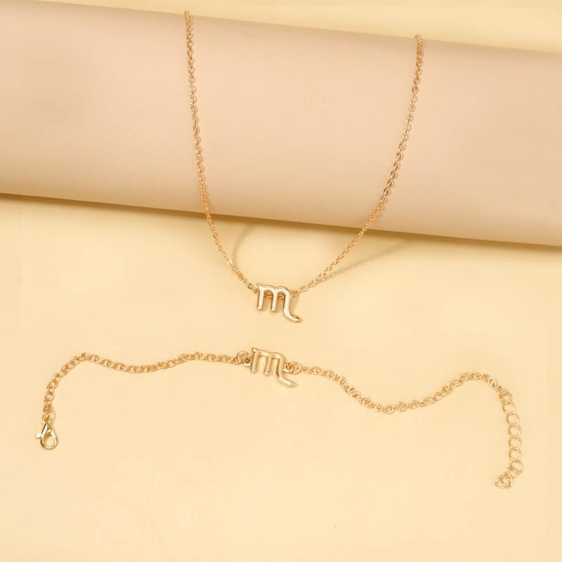 

1pc Scorpio Pendant Necklace & 1pc Bracelet, Gold