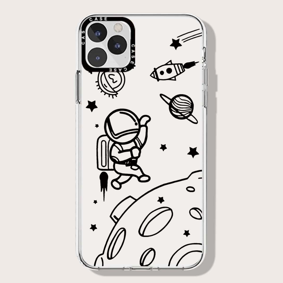 

Cartoon Astronaut Phone Case, White