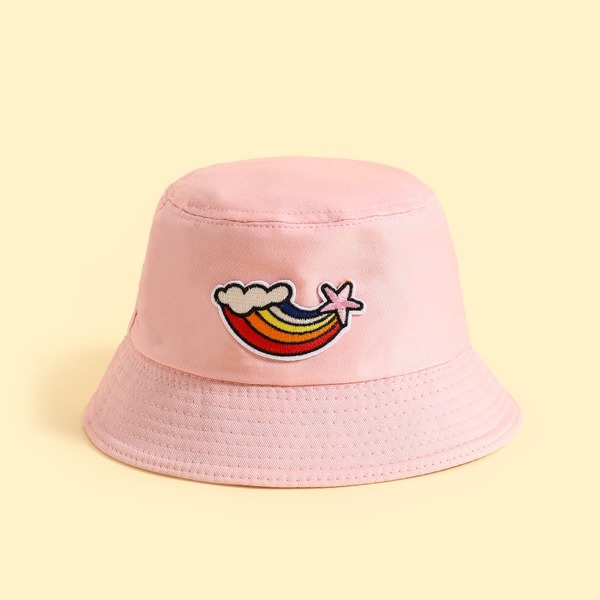 

Toddler Kids Rainbow Patch Decor Bucket Hat, Pink