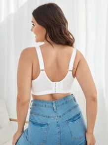 Plus Contrast Lace Bralette, Lingerie - White - View 2