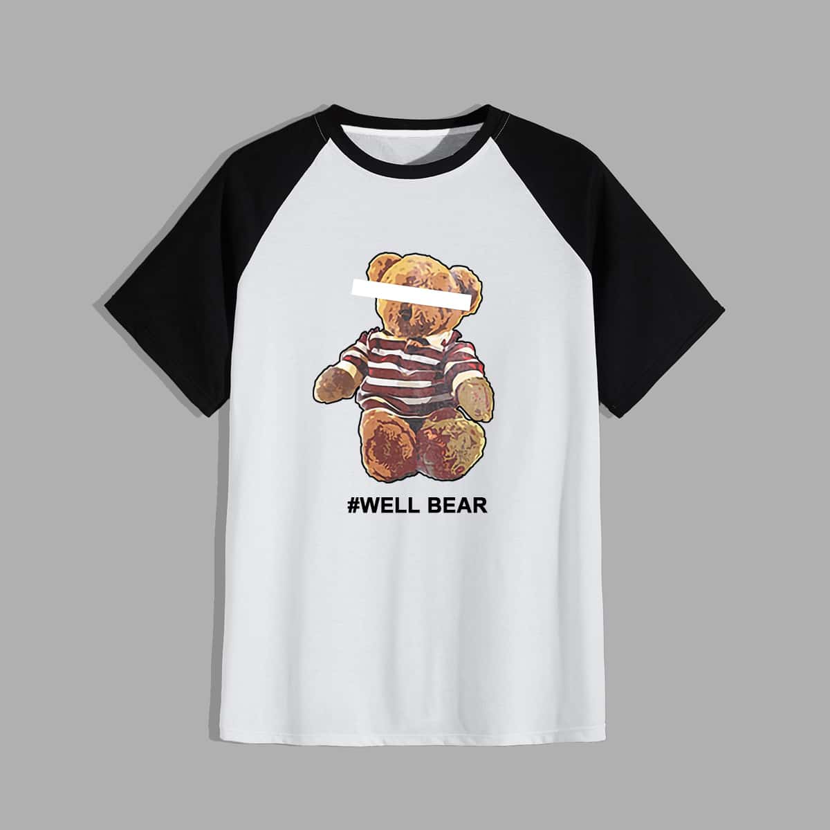 

Guys Colorblock Cartoon Graphic Tee, Black and white