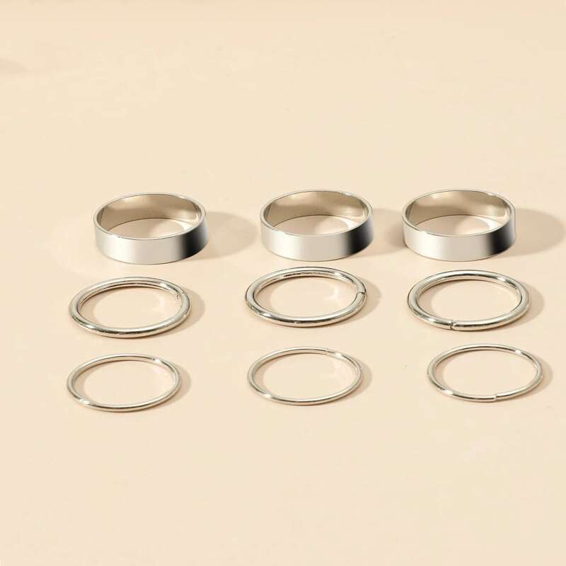 

9pcs Minimalist Ring, Silver