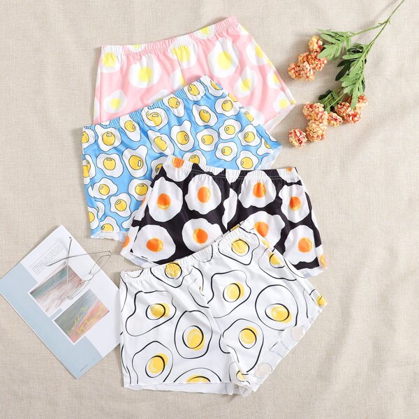 

4 Pack Poached Egg Sleep Shorts, Multicolor