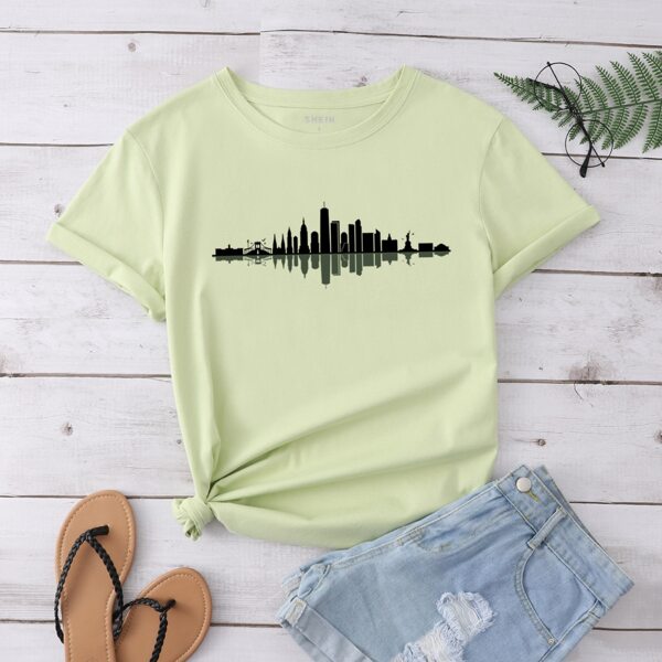 

Building Print Short Sleeve Tee, Lime green