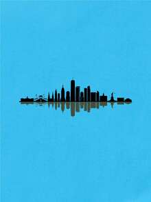 建築圖案短袖T恤 - 藍色 - 查看 3