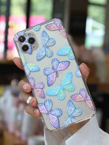 Butterfly Pattern Clear Phone Case - Clear - View 2