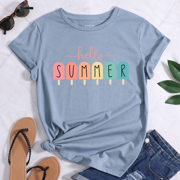 

Popsicle And Slogan Graphic Tee, Dusty blue