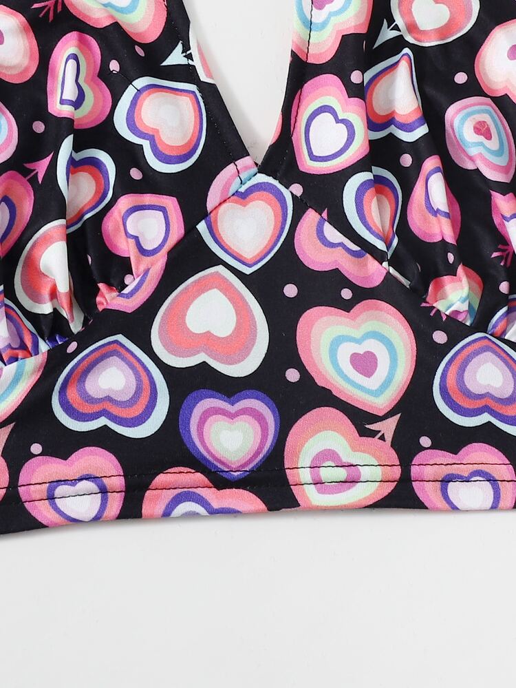 ROMWE ハートプリント ホルタートップ - マルチカラー - 見る 4