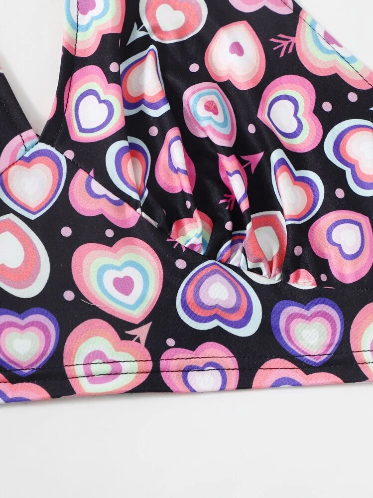 ROMWE ハートプリント ホルタートップ - マルチカラー - 見る 5