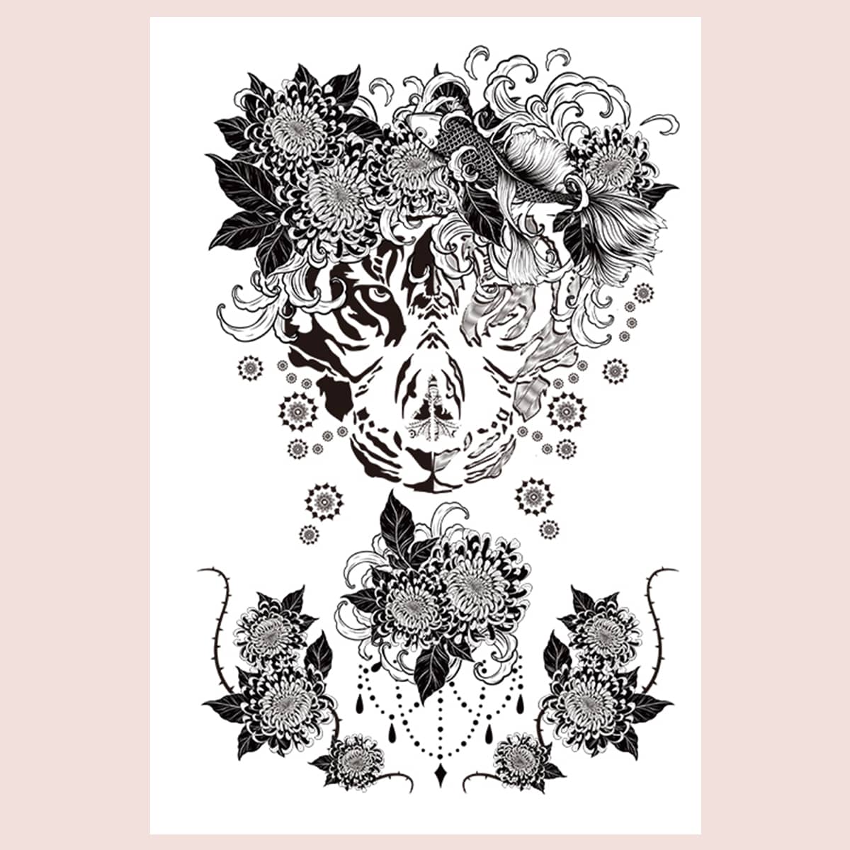

1sheet Flower & Animal Tattoo Sticker, Multicolor