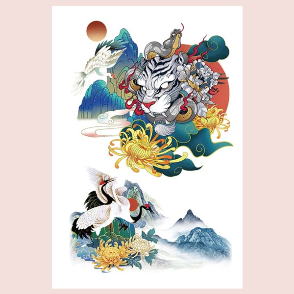 

1sheet Flower & Animal Tattoo Sticker, Multicolor
