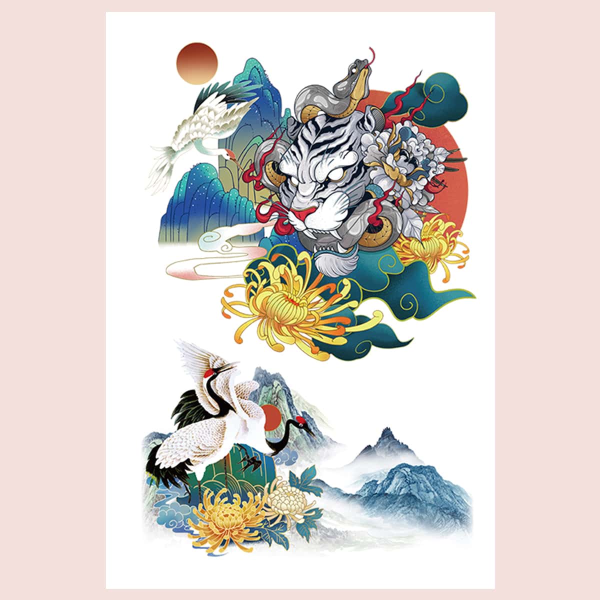 

1sheet Flower & Animal Tattoo Sticker, Multicolor