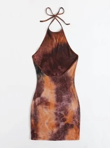 Muchica Đầm Lộ Lưng Cà vạt nhuộm Gợi cảm - Nhiều màu - Xem 2