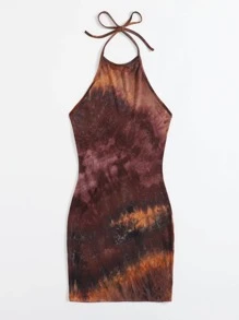 Muchica Đầm Lộ Lưng Cà vạt nhuộm Gợi cảm - Nhiều màu - Xem 3