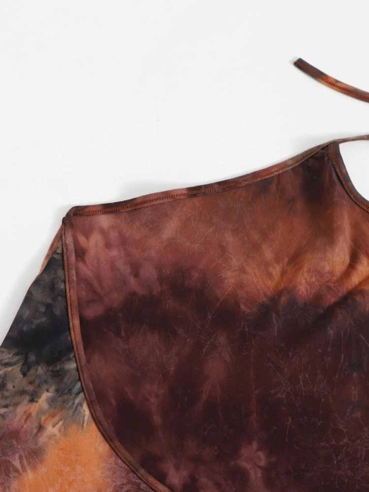 Muchica Low Back Tie Dye Halter Dress - Multicolor - View 5