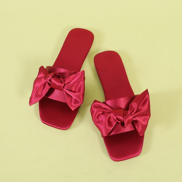 

Bow Decor Slide Sandals, Rose red