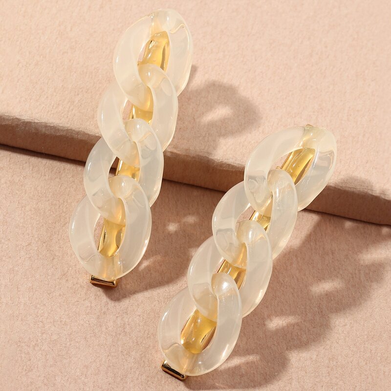 

2pcs Clear Chain Hair Clip, White
