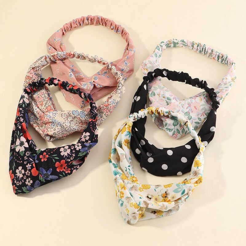 

6pcs Floral Twist Hair Band, Multicolor