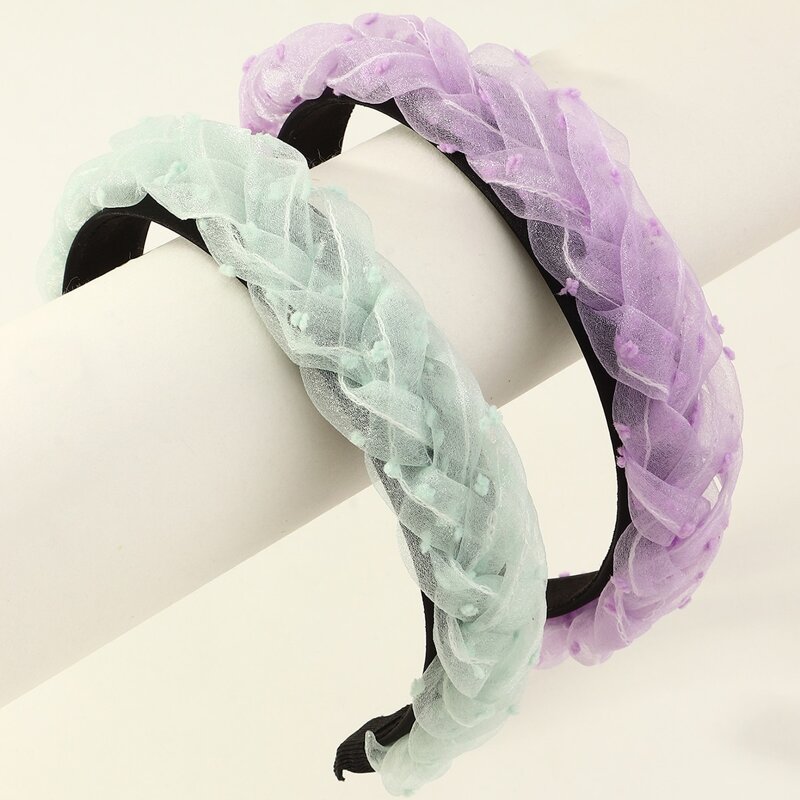 

2pcs Braided Mesh Headband, Multicolor