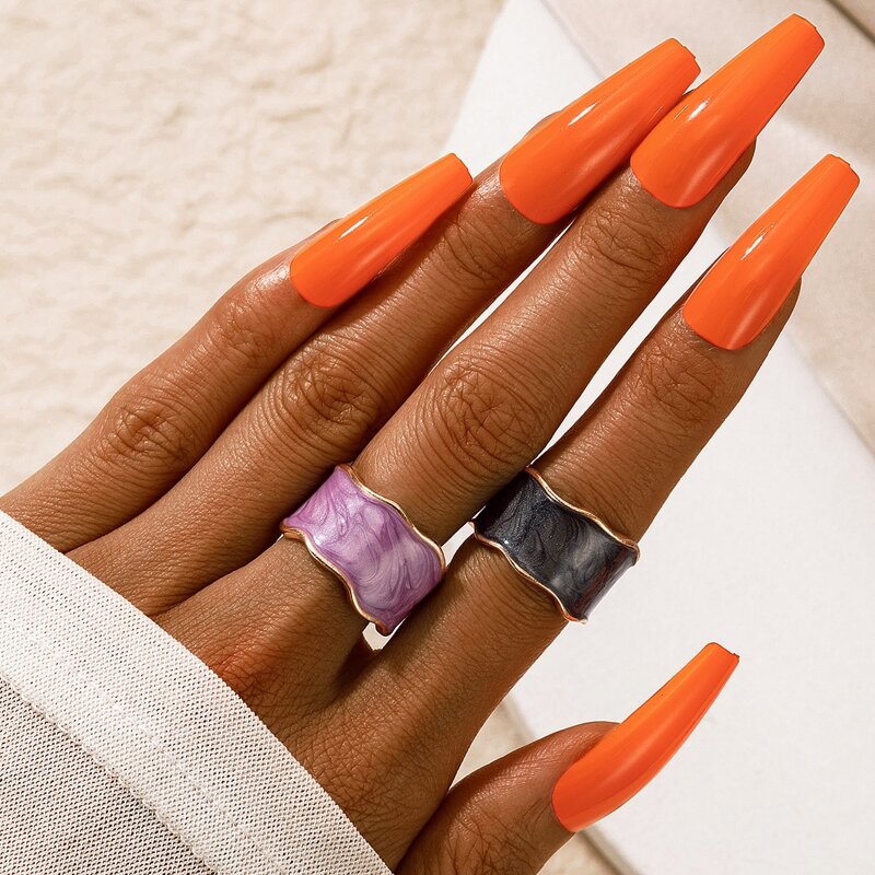 

2pcs Scallop Cuff Ring, Multicolor