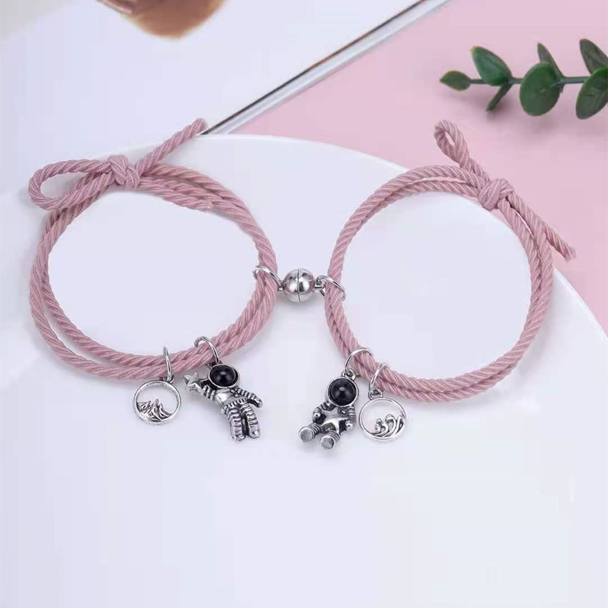 

2pcs Astronaut Rope Bracelet, Pink
