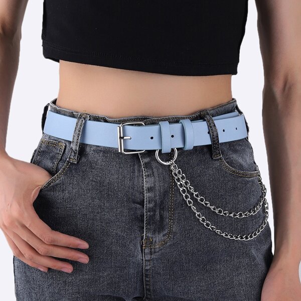 

Chain Decor Belt, Blue