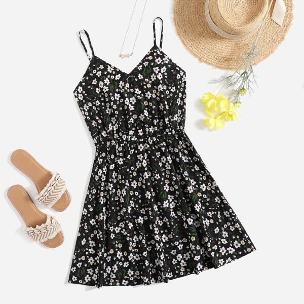 

Allover Floral Print Slip Dress, Multicolor