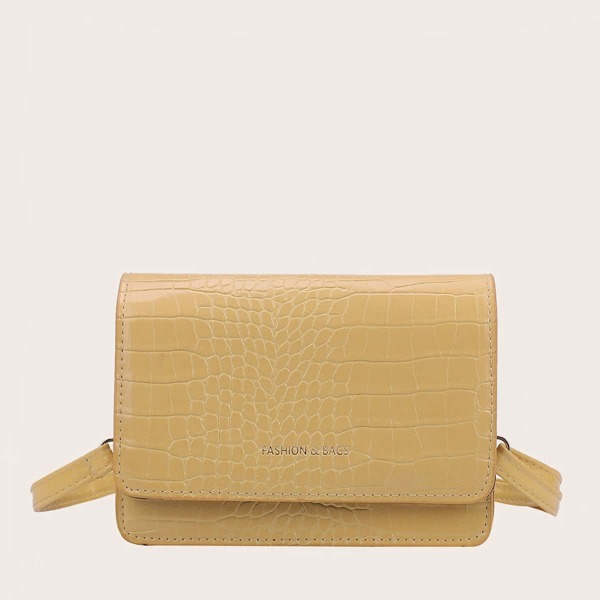 

Croc Embossed Flap Crossbody Bag, Yellow