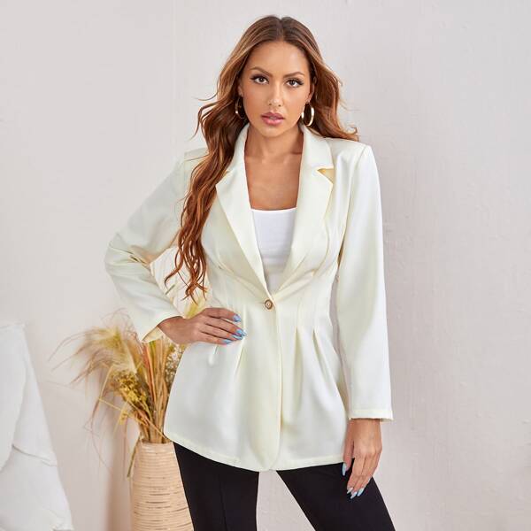 

Single Button Empire Waist Blazer, Beige