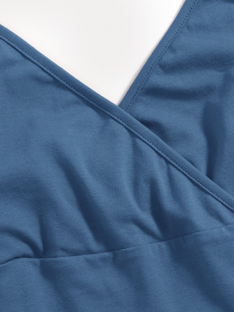 SHEIN EZwear Wrap Detail Solid Cami Top - Blue - View 5