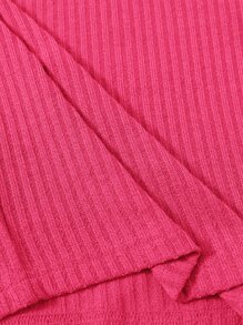 SHEIN EZwear Camiseta sin mangas de canalé liso - Rosa Fucsia - Ver 4